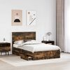 vidaXL Bed Frame with Drawer Smoked Oak 135 x 190 cm Engineer Wood
