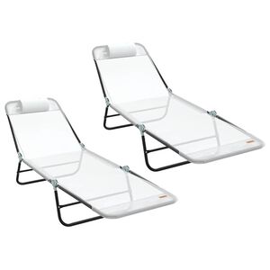 vidaXL Folding Sun Lounger 2 pcs Cream 182 x 55 x 85.5 cm Textilene