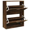 vidaXL Shoe Cabinet Smoked Oak 63x24x81 cm Engineered Wood