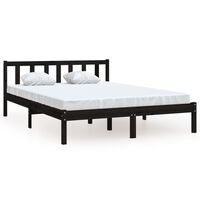 vidaXL Bed Frame Black Solid Pinewood 140x190 cm