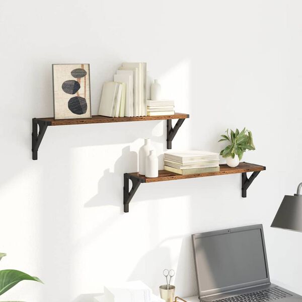 vidaXL Wall Shelves 2 pcs Old Wood 60 x 15 x 15.5 cm Engineered Wood