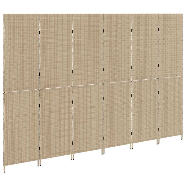 vidaXL Room Divider Folding Manual Beige 292 x 180 cm Poly Rattan
