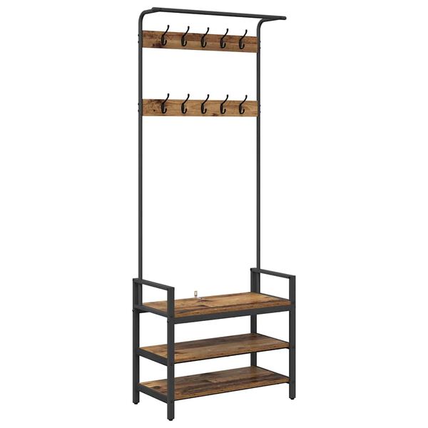 vidaXL Coat Rack with Shelf Old Wood 75 x 34 x 184 cm Engineered wood