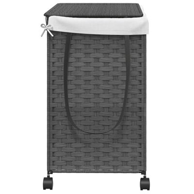 vidaXL Laundry Basket with Wheels Grey 60x35x60.5 cm Rattan