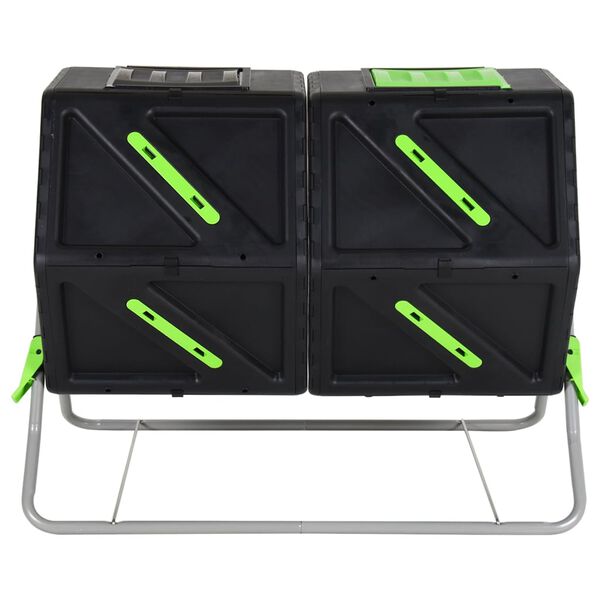 vidaXL Tumbling Composter Dual Chamber 88x60x74 cm 210 L Polypropylene