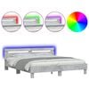 vidaXL Bed Frame with LED without Mattress Concrete Grey 200x200 cm