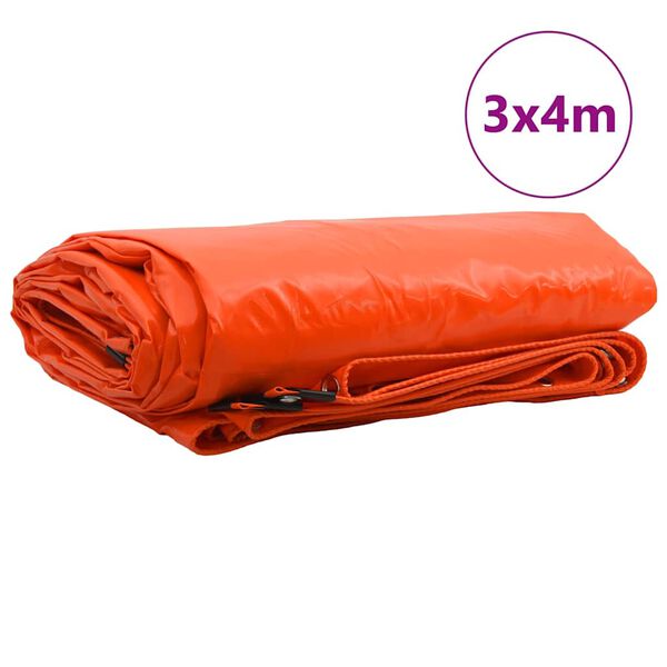 vidaXL Tarpaulin 650g / m&sup2; Orange 3 x 4 m Canvas with PVC Coating