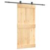vidaXL Sliding Door Natural and Black 95 x 210 cm Solid Pine Wood