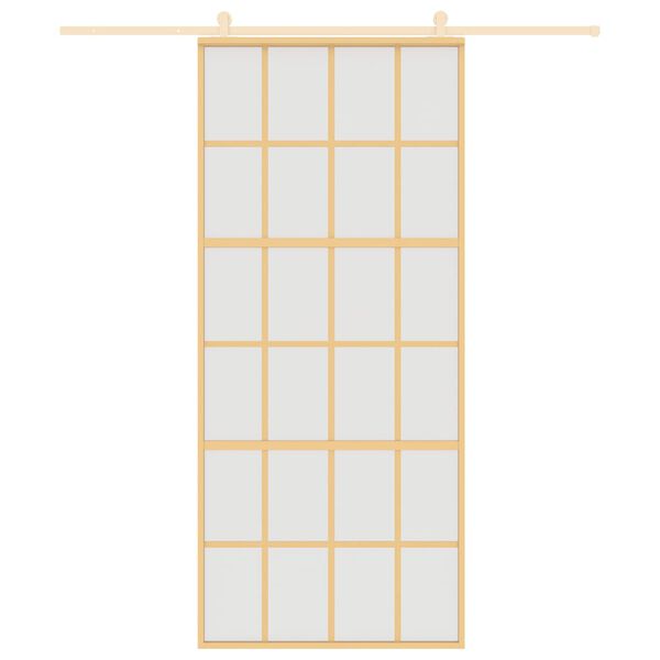 vidaXL Sliding Door Gold 90x205 cm Frosted ESG Glass and Aluminium