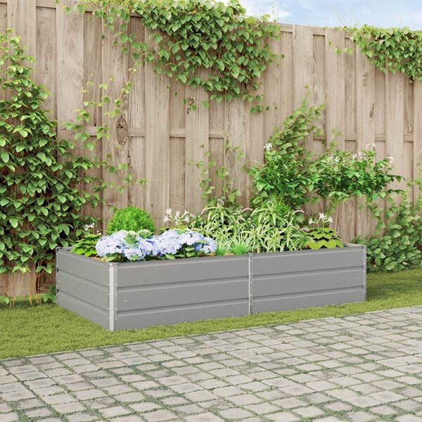 vidaXL Planter Light Grey 195 x 100 x 45 cm Galvanised Steel