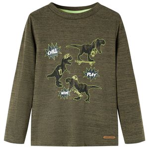 vidaXL Kids' T-shirt with Long Sleeves Dark Khaki Melange 92