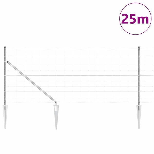 vidaXL Fence Post Galvanized 25 x 1 m Steel