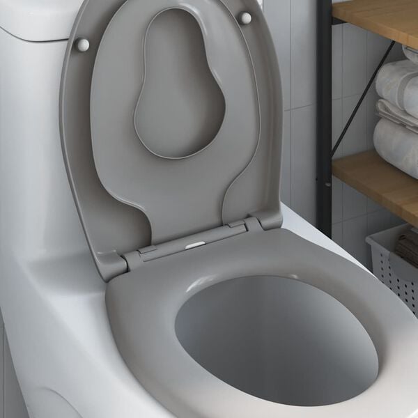 vidaXL Toilet Seat Grey 47 x 37 x 4 cm Duroplast