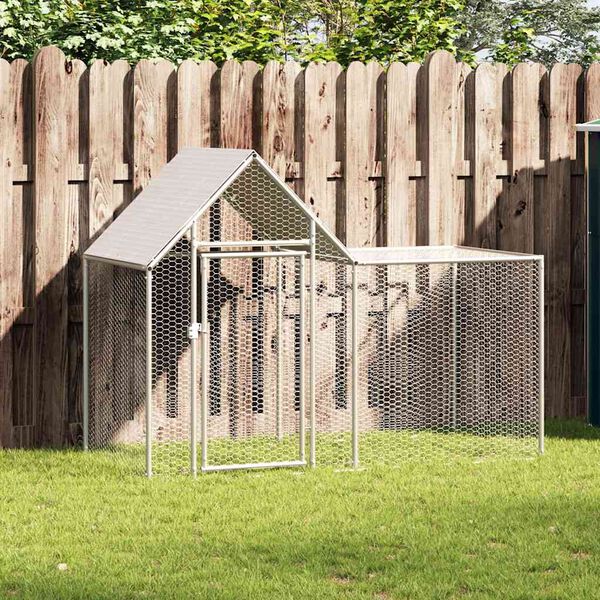 vidaXL Chicken Coop 2x1x1.5 m Galvanised Steel