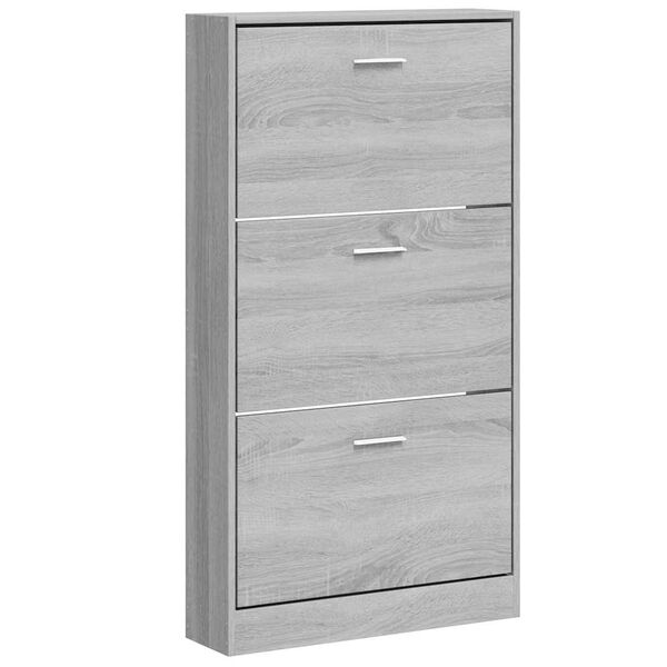 vidaXL Shoe Cabinet Grey Sonoma 59x17x108 cm Engineered Wood