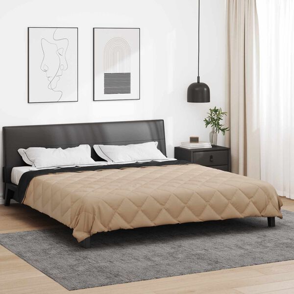 vidaXL Full Year Duvet Black and Taupe 220 x 260 cm Microfiber