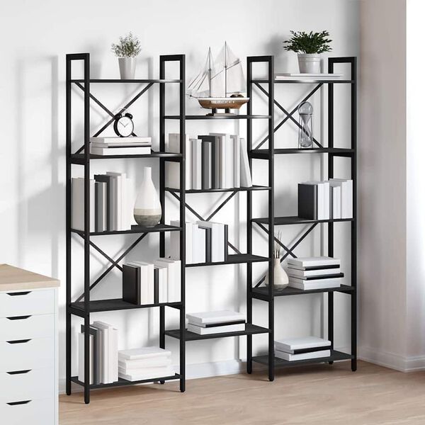 vidaXL Bookshelf Black Oak 156 x 25 x 167 cm Engineered Wood