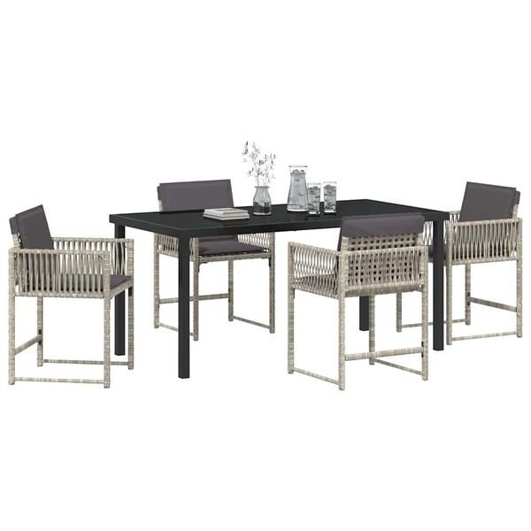 vidaXL Garden Dining Set 5 pcs Light Grey Poly Rattan
