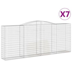 vidaXL Arched Gabion Baskets 7 pcs 400x50x160/180 cm Galvanised Iron