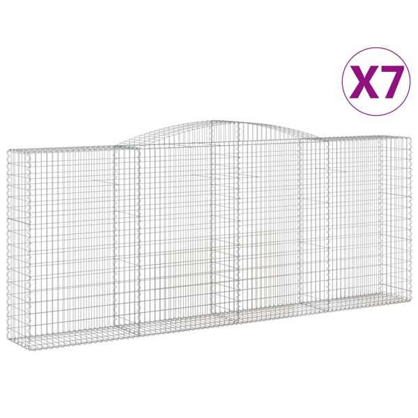vidaXL Arched Gabion Baskets 7 pcs 400x50x160/180 cm Galvanised Iron