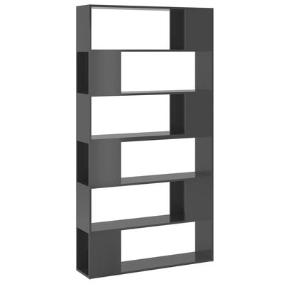 vidaXL Book Cabinet Room Divider High Gloss Grey 100x24x188 cm