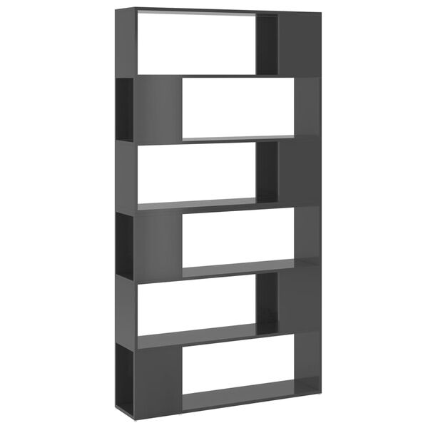 vidaXL Book Cabinet Room Divider High Gloss Grey 100x24x188 cm
