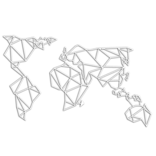 Homemania Wall Decoration World 100x58 cm Steel White