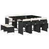 vidaXL 11 Piece Garden Dining Set with Cushions Black Poly Rattan
