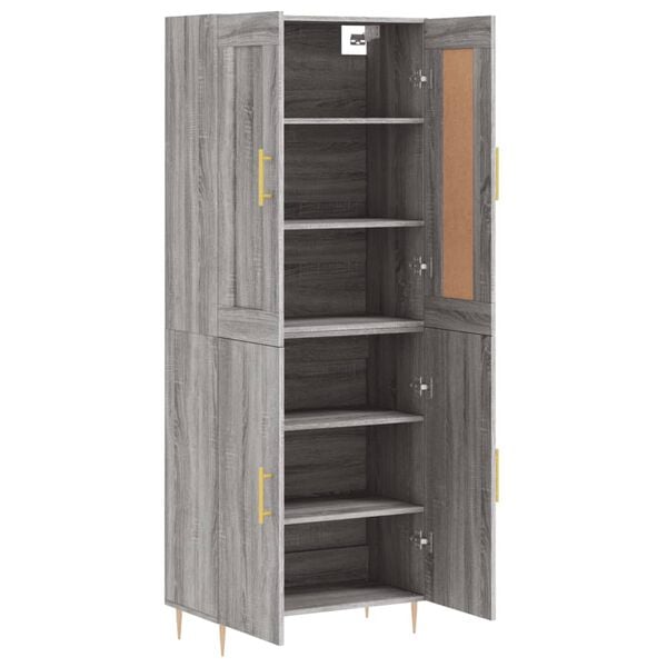 vidaXL Highboard Grey Sonoma 69.5x34x180 cm Engineered Wood