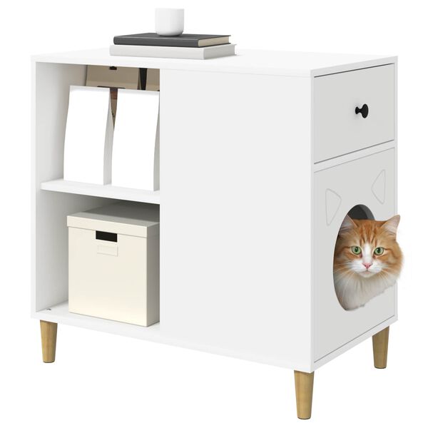 vidaXL Cat House White 72 x 42.5 x 70 cm Engineered Wood