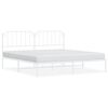 vidaXL Metal Bed Frame without Mattress with Headboard White 200x200cm