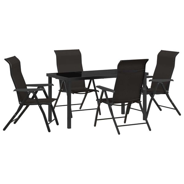 vidaXL Garden Dining Set 5 pcs Black coffee Poly rattan