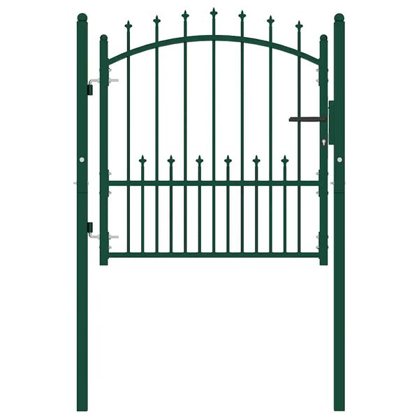 vidaXL Fence Gate Emmen with Spikes Steel 104x97 cm Green