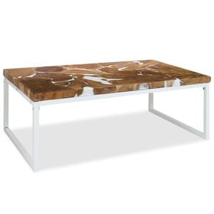 vidaXL Coffee Table | White | Teak Wood | Medium | Durable | Coffee Table