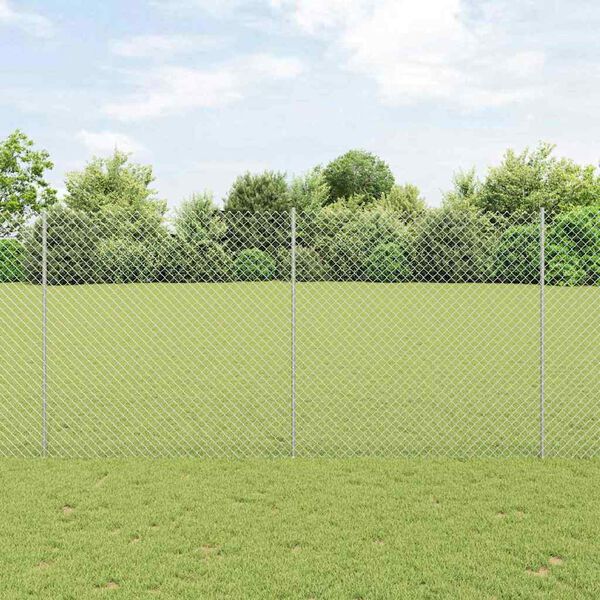 vidaXL Fence and Post Silver 1.5 x 10 m Steel