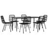 vidaXL 7 Piece Garden Dining Set Black Poly Rattan