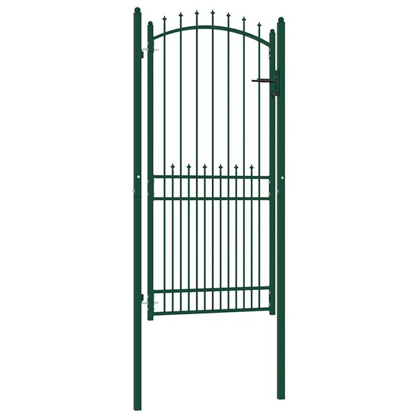 vidaXL Fence Gate with Spikes Steel 100x200 cm Green
