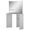 vidaXL Corner Dressing Table with LED Concrete Grey 111x54x141.5 cm