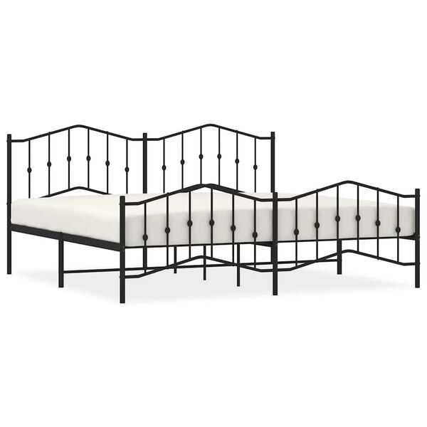 vidaXL Metal Bed Frame without Mattress with Footboard&nbsp;Black 193x203cm
