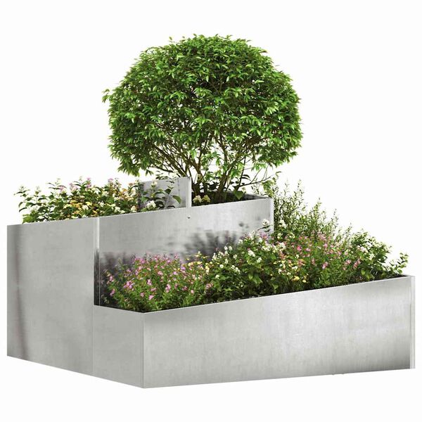 vidaXL Garden Planter Silver 80 x 80 x 50 cm Stainless Steel