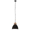 vidaXL Industrial Hanging Lamp Black Iron & Solid Wood 46 cm E27