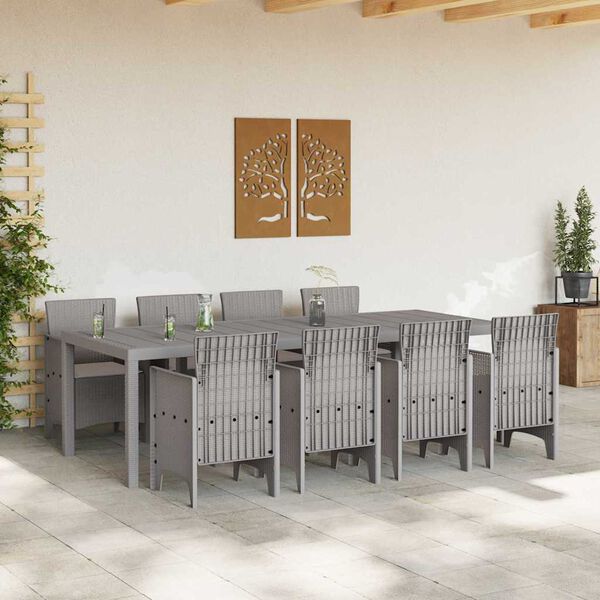 vidaXL Garden Dining Set 9 pcs White Polt rattan