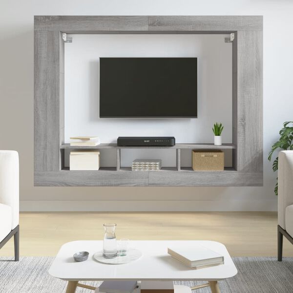 vidaXL TV Cabinet Grey Sonoma 152x22x113 cm Engineered Wood