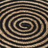 vidaXL Handmade Rug Jute with Spiral Design Black 120 cm