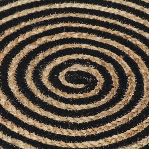 vidaXL Handmade Rug Jute with Spiral Design Black 120 cm