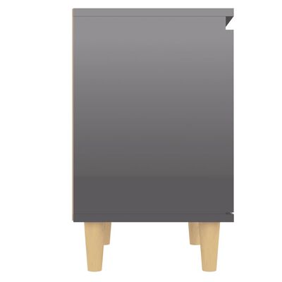 vidaXL Bed Cabinets Solid Wood Legs 2 pcs High Gloss Grey 40x30x50 cm