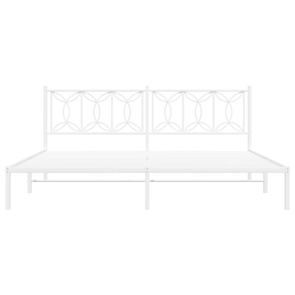 vidaXL Metal Bed Frame without Mattress with Headboard White 200x200cm