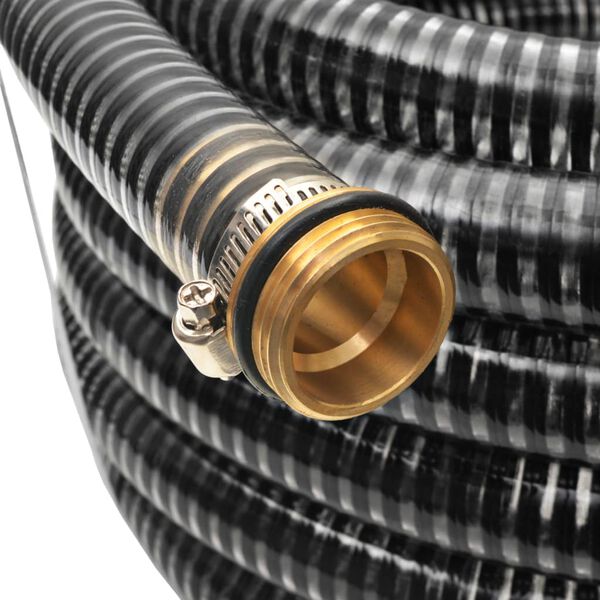 vidaXL Suction Hose with Brass Connectors 10 m 25 mm Black