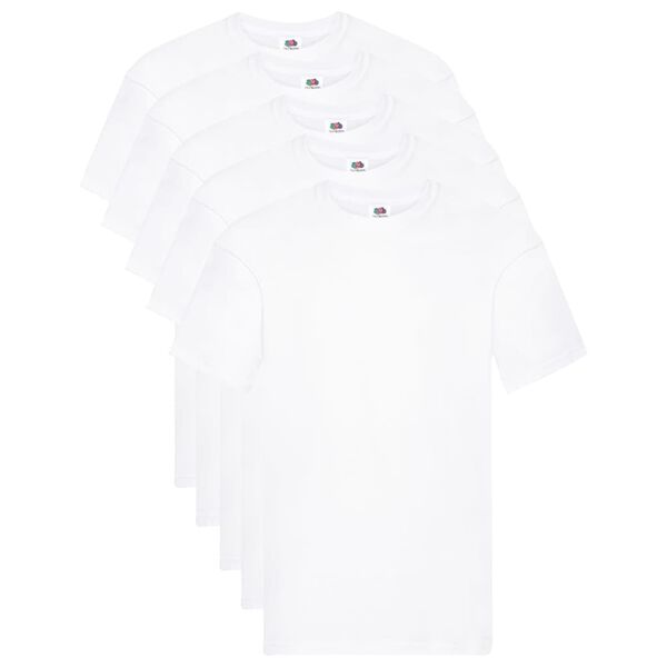 Fruit of the Loom Original T-shirts 5 pcs White 5XL Cotton