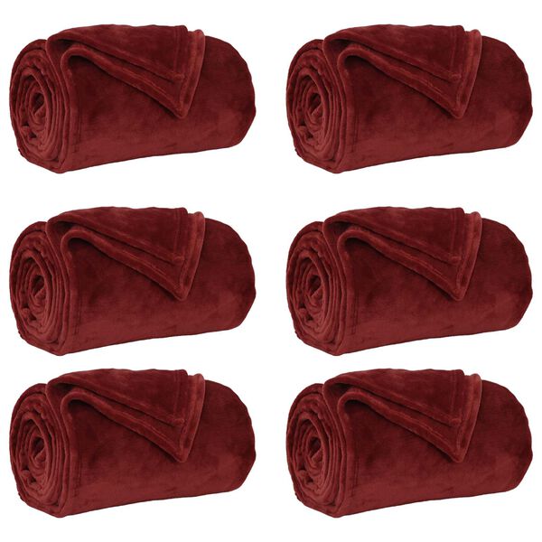vidaXL Throw Blankets 6 pcs Bordeaux Red 130 x 150 cm Fleece